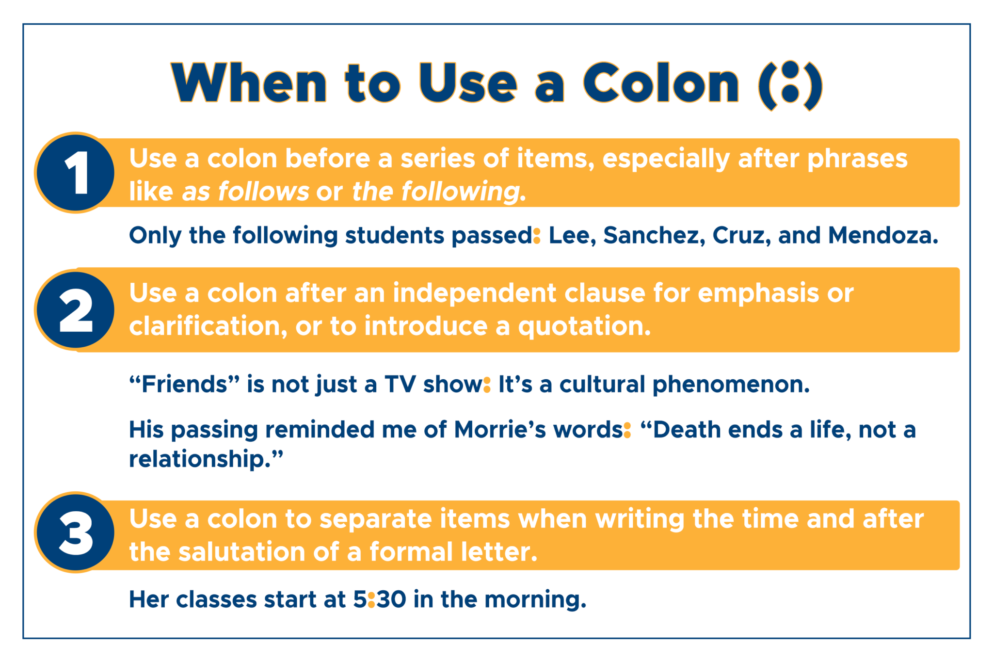 how to use a colon