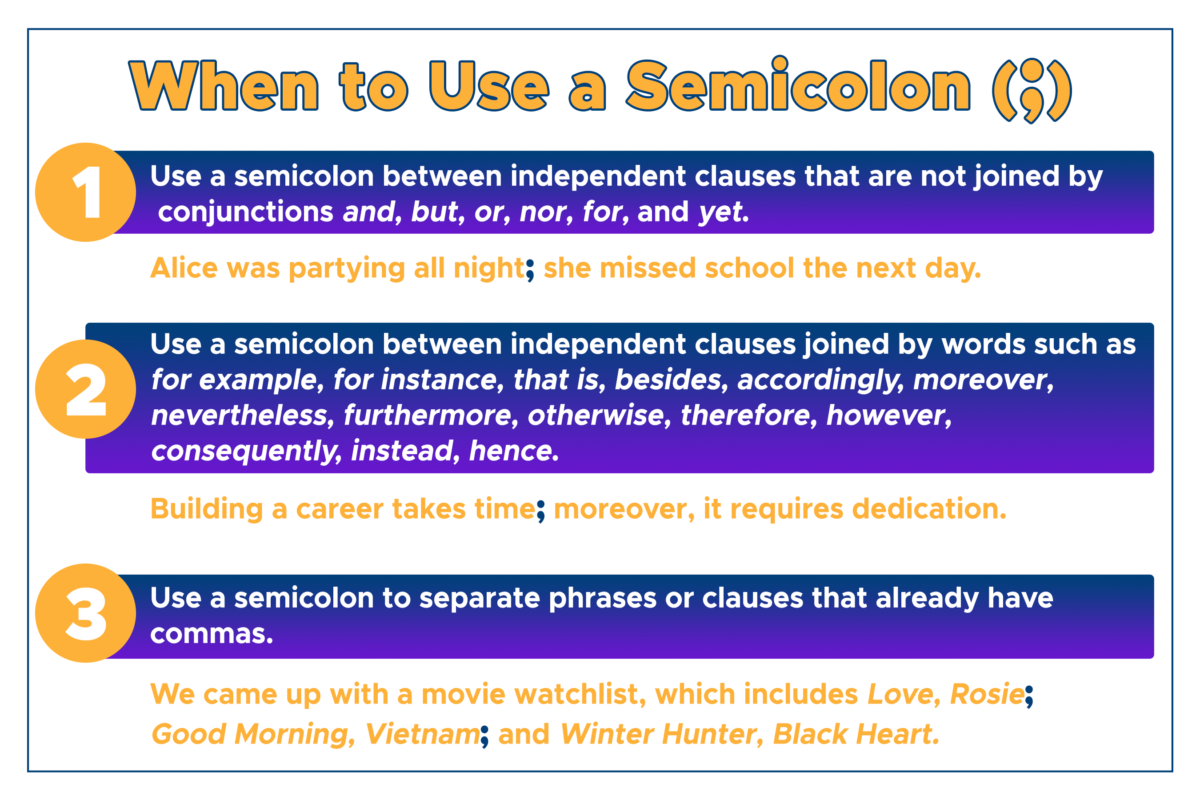 Semicolon Punctuation Examples