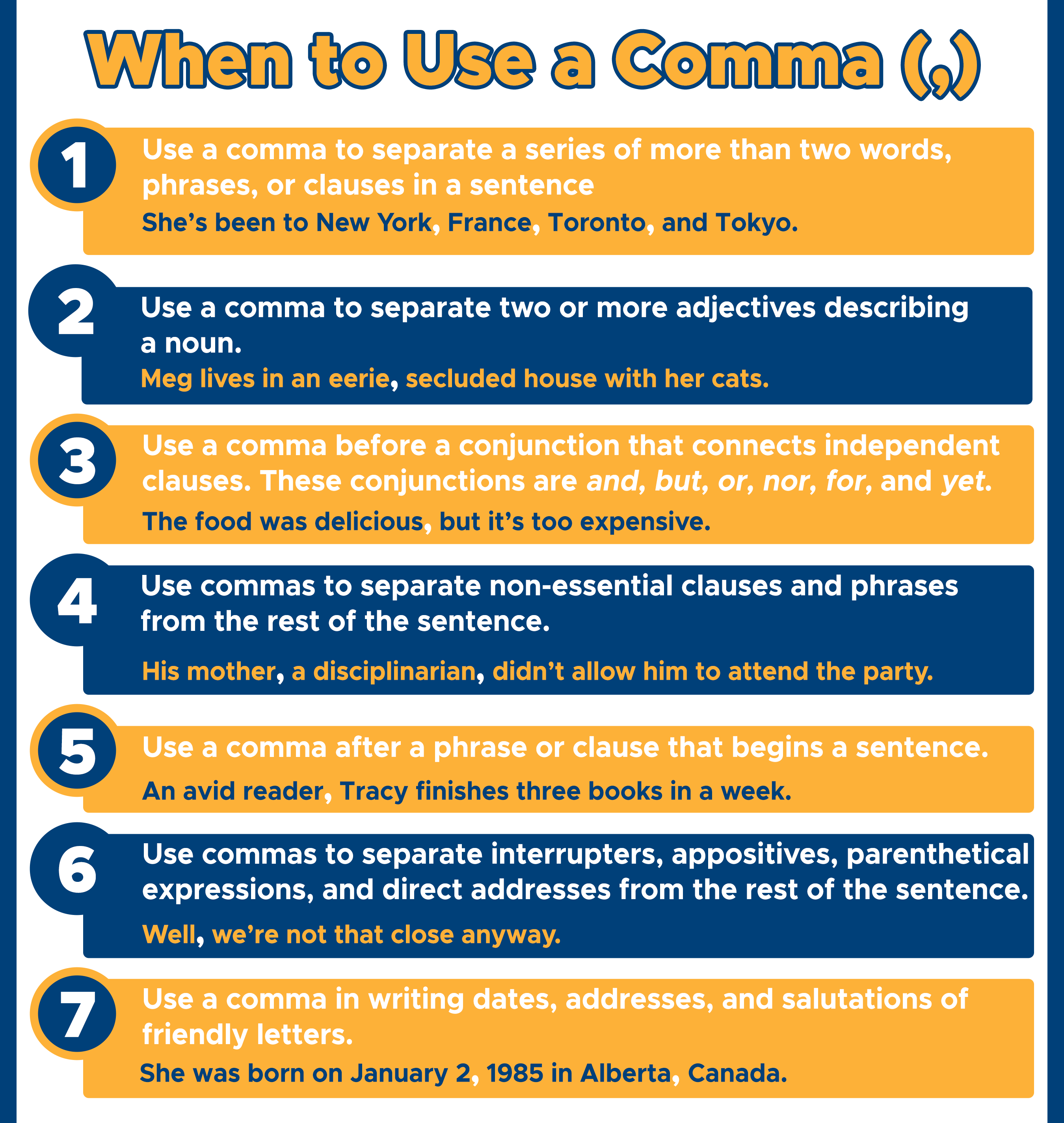 When to use a comma (,)
