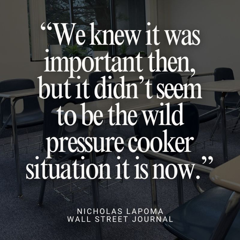 We knew it was important then, but it didn't seem to be the wild pressure cooker situation it is now.